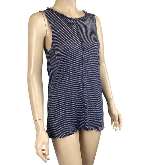 Sundance Women's Striped Sleeveless‎ Linen Top Size Small Frayed Edge - Picture 5 of 8